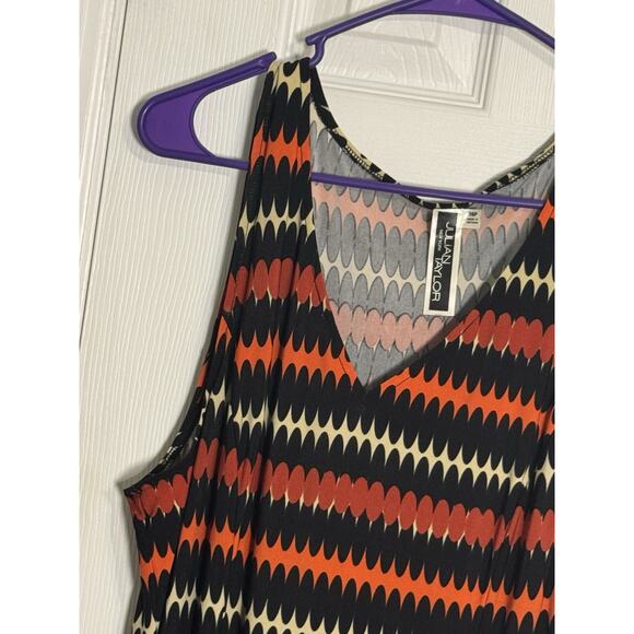 Julian Taylor Orange/Black/Cream Midi Dress With Shaw, 2 Pieces, 16P - Picture 5 of 12